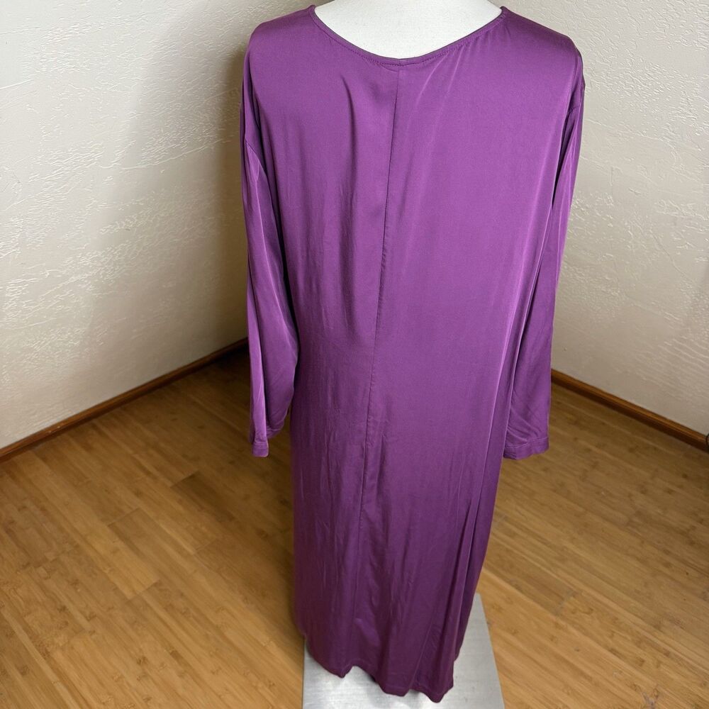 J. Jill Pure Jill Purple Side Tie Waist Dress Plus Size 2X Midi V-Neck Comfy - Picture 10 of 10